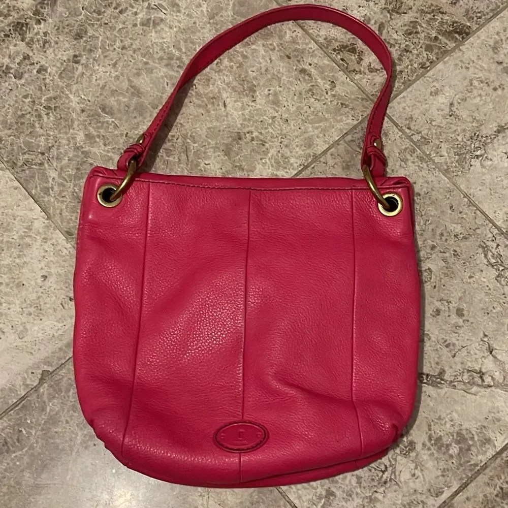 Fossil Long Live Vintage Leather Shoulder Bag SHB5054 Pink Pebbled Leather